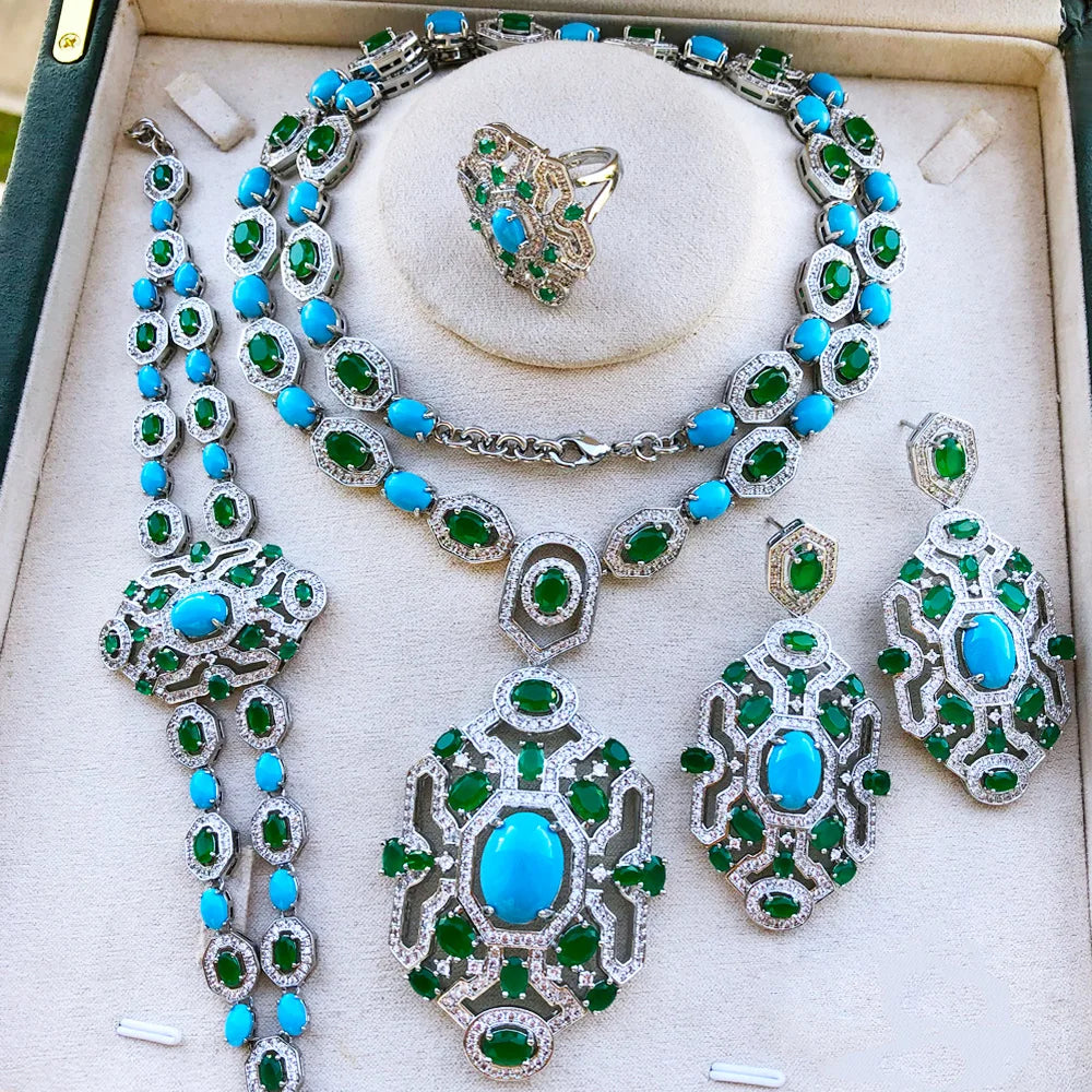 GODKI 4PCS Fashion Luxury African UAE Long Necklace