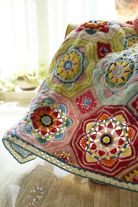 Handmade Crocheted Persian Tile Blanket Creative Flower Weaving